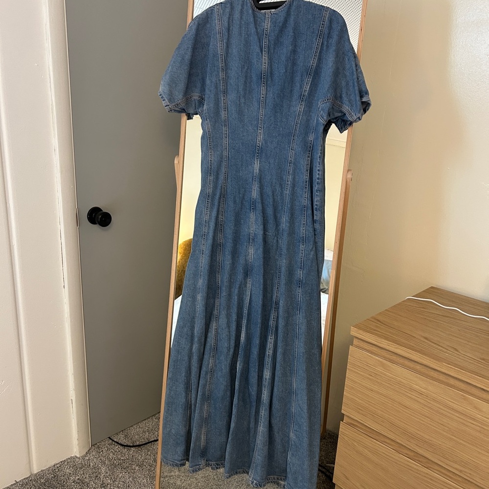 Ganni Blue Denim Button-Front Maxi Dress - Picture 2 of 5